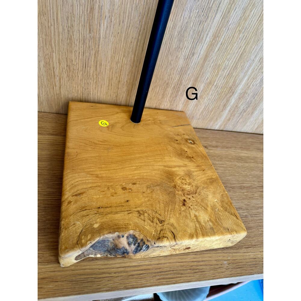 “G” Custom Steel & Wood Retail Display Stand LIVE edge– Adjustable Height